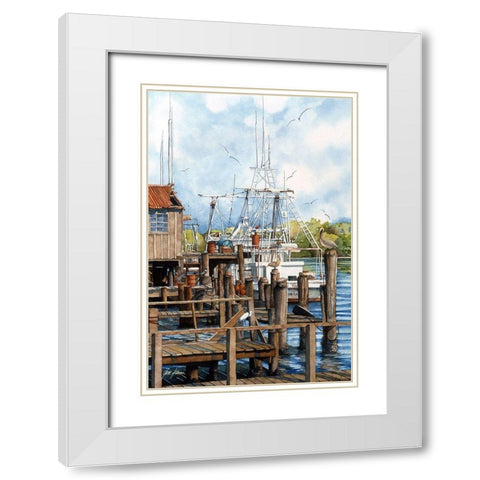 The Wharf White Modern Wood Framed Art Print with Double Matting by Rizzo, Gene