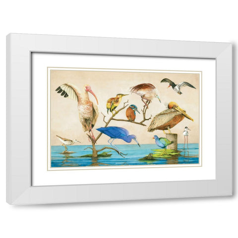 Blue Bird Gang White Modern Wood Framed Art Print with Double Matting by Rizzo, Gene