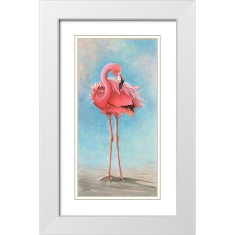 Flamingo - Sam White Modern Wood Framed Art Print with Double Matting by Rizzo, Gene