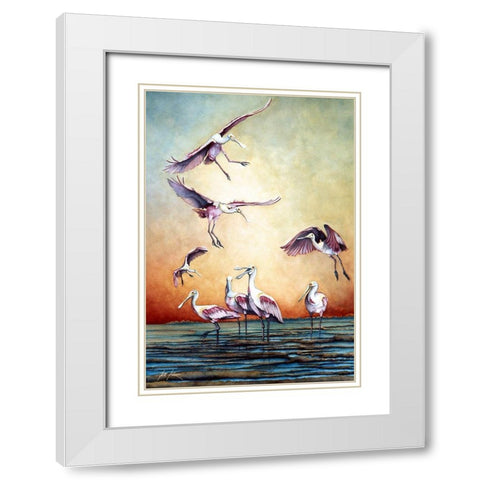 Flying Roseates White Modern Wood Framed Art Print with Double Matting by Rizzo, Gene