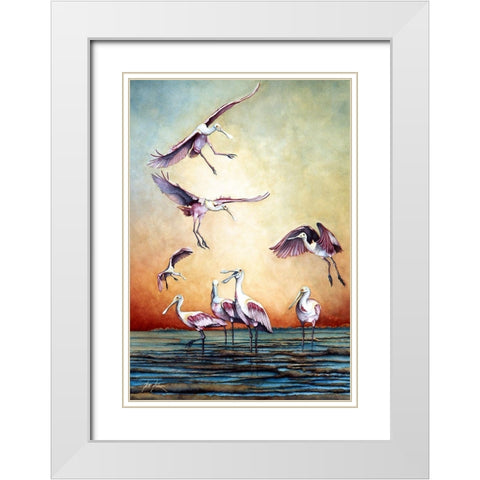 Flying Roseates White Modern Wood Framed Art Print with Double Matting by Rizzo, Gene