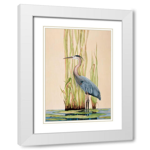 Great Blue Heron White Modern Wood Framed Art Print with Double Matting by Rizzo, Gene