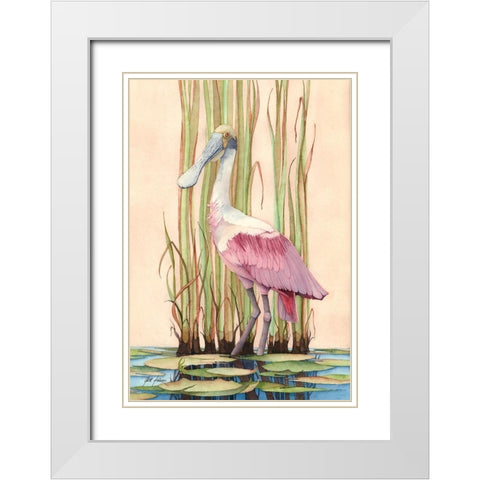 Roseate Spoonbill White Modern Wood Framed Art Print with Double Matting by Rizzo, Gene