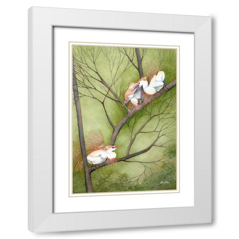 Threes A Crowd White Modern Wood Framed Art Print with Double Matting by Rizzo, Gene