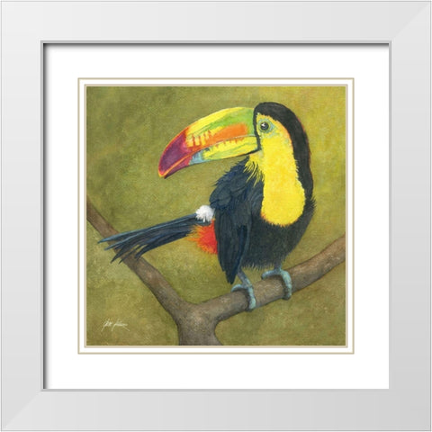 Toucan White Modern Wood Framed Art Print with Double Matting by Rizzo, Gene