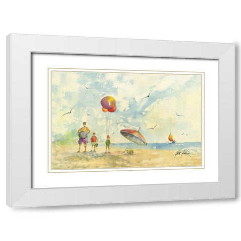 Beach Peope White Modern Wood Framed Art Print with Double Matting by Rizzo, Gene