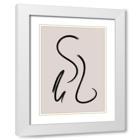 Brush Lines No.1 White Modern Wood Framed Art Print with Double Matting by Ratcliffe, Tiffany