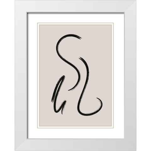 Brush Lines No.1 White Modern Wood Framed Art Print with Double Matting by Ratcliffe, Tiffany