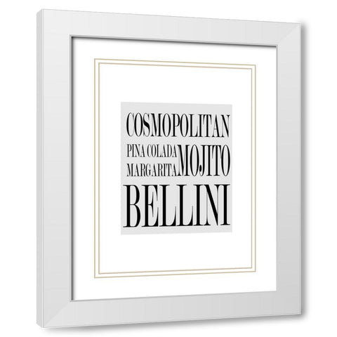 Cocktails White Modern Wood Framed Art Print with Double Matting by Mi, Suki