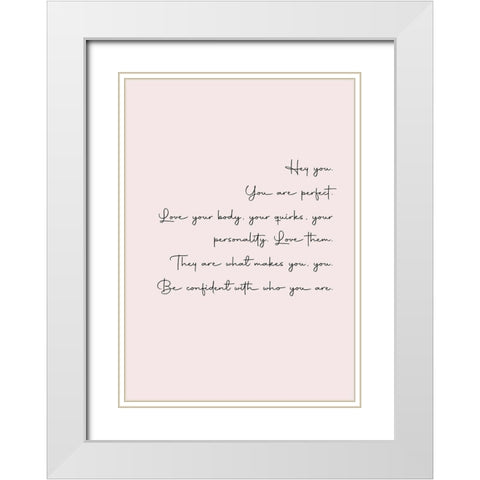 Hey You White Modern Wood Framed Art Print with Double Matting by Mi, Suki