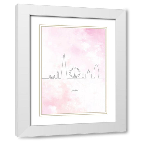 London Skyline White Modern Wood Framed Art Print with Double Matting by Hollie, Jasmine