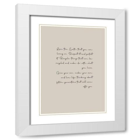 Love Your Earth White Modern Wood Framed Art Print with Double Matting by Mi, Suki