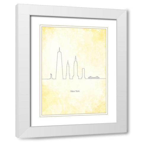New York Skyline White Modern Wood Framed Art Print with Double Matting by Hollie, Jasmine