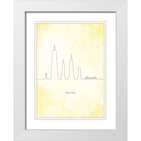 New York Skyline White Modern Wood Framed Art Print with Double Matting by Hollie, Jasmine