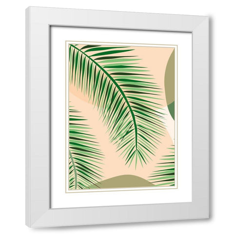 Palm Leaf White Modern Wood Framed Art Print with Double Matting by Hollie, Jasmine