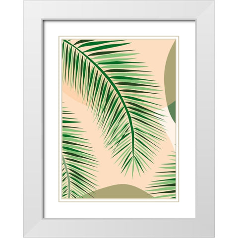 Palm Leaf White Modern Wood Framed Art Print with Double Matting by Hollie, Jasmine