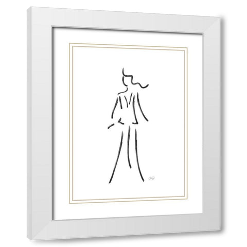 Simple Sketch - Yves White Modern Wood Framed Art Print with Double Matting by Ratcliffe, Tiffany