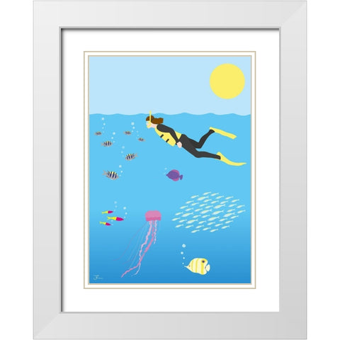 Underwater No.3 White Modern Wood Framed Art Print with Double Matting by Hollie, Jasmine