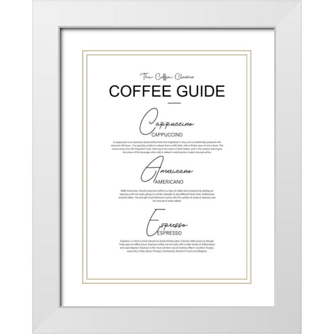 Coffee Guide White Modern Wood Framed Art Print with Double Matting by Mi, Suki