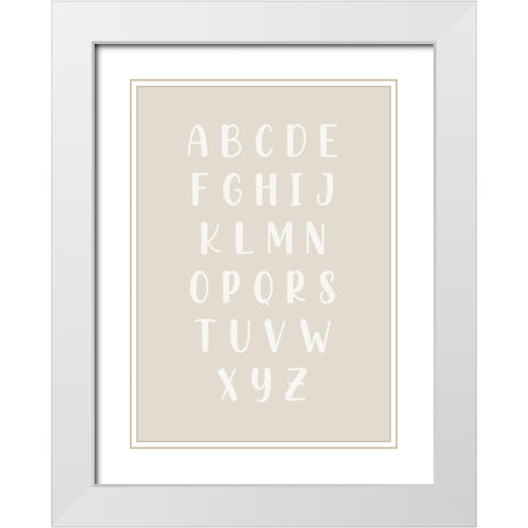 Neutral Alphabet White Modern Wood Framed Art Print with Double Matting by Mi, Suki