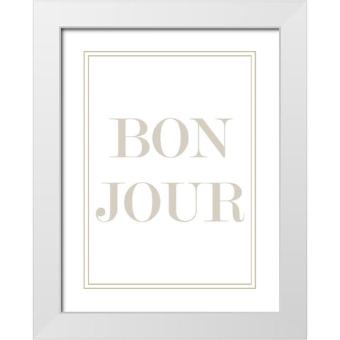 Bon Jour White Modern Wood Framed Art Print with Double Matting by Mi, Suki