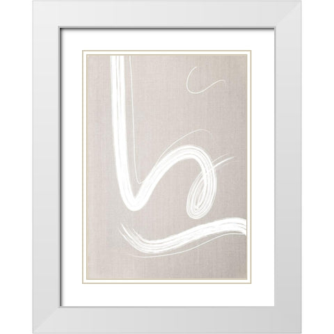Linen Lines No.1 White Modern Wood Framed Art Print with Double Matting by Ratcliffe, Tiffany