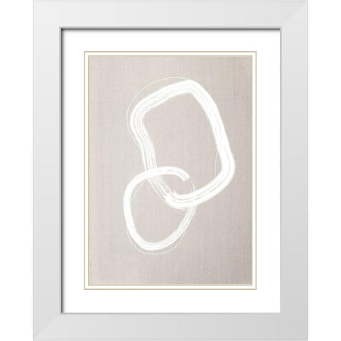Linen Lines No.2 White Modern Wood Framed Art Print with Double Matting by Ratcliffe, Tiffany