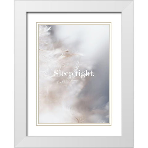 Sleep Tight Feathers White Modern Wood Framed Art Print with Double Matting by Mi, Suki