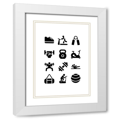 Gym Activities White Modern Wood Framed Art Print with Double Matting by Mi, Suki