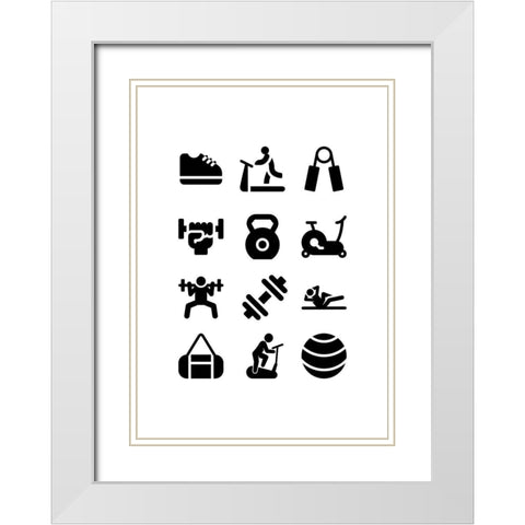 Gym Activities White Modern Wood Framed Art Print with Double Matting by Mi, Suki