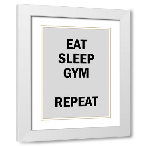 Gym Repeat White Modern Wood Framed Art Print with Double Matting by Mi, Suki