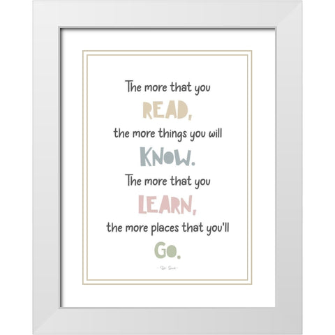 Read Learn Know Go White Modern Wood Framed Art Print with Double Matting by Mi, Suki
