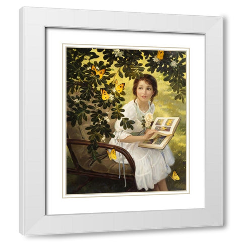 Butterflies White Modern Wood Framed Art Print with Double Matting by Murray, Alan