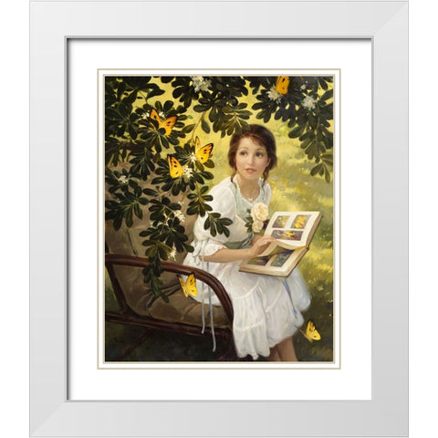 Butterflies White Modern Wood Framed Art Print with Double Matting by Murray, Alan