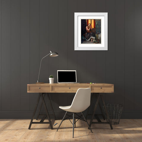 Crimson Rose White Modern Wood Framed Art Print with Double Matting by Murray, Alan