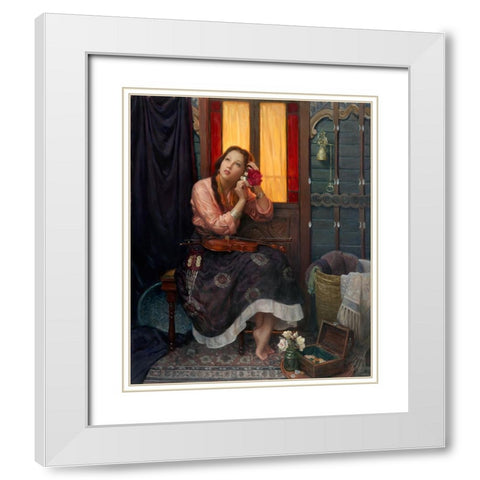Crimson Rose White Modern Wood Framed Art Print with Double Matting by Murray, Alan