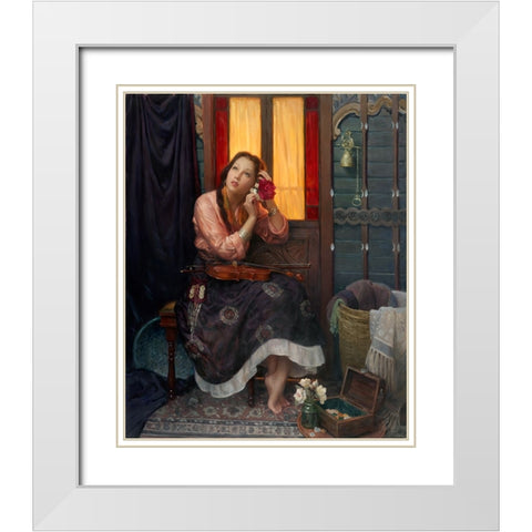 Crimson Rose White Modern Wood Framed Art Print with Double Matting by Murray, Alan