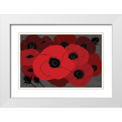 Beautes Rouges I White Modern Wood Framed Art Print with Double Matting by Art Licensing Studio