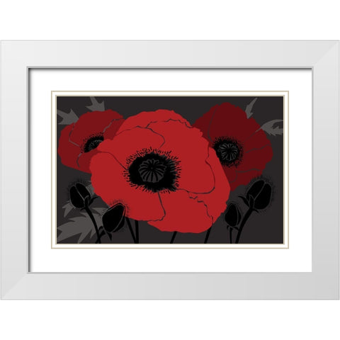 Beautes Rouges II White Modern Wood Framed Art Print with Double Matting by Art Licensing Studio