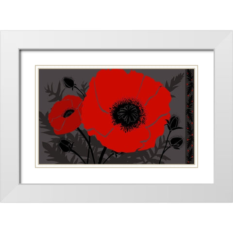 Beautes Rouges III White Modern Wood Framed Art Print with Double Matting by Art Licensing Studio