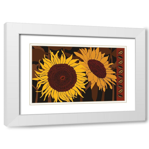 Tournesol I White Modern Wood Framed Art Print with Double Matting by Art Licensing Studio