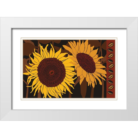 Tournesol I White Modern Wood Framed Art Print with Double Matting by Art Licensing Studio