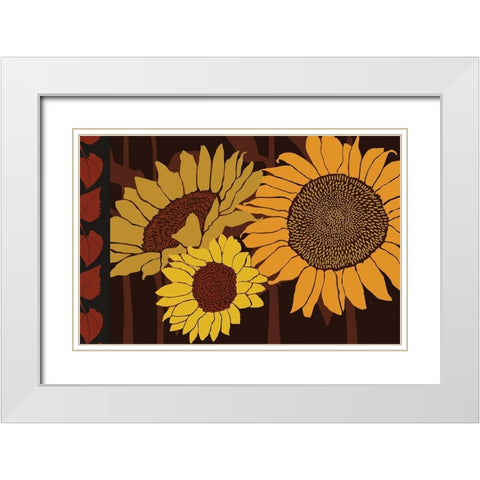 Tournesol III White Modern Wood Framed Art Print with Double Matting by Art Licensing Studio