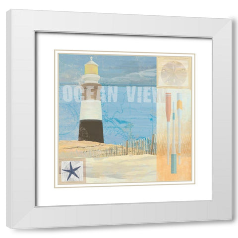 Coastal Beacon 1 White Modern Wood Framed Art Print with Double Matting by Art Licensing Studio