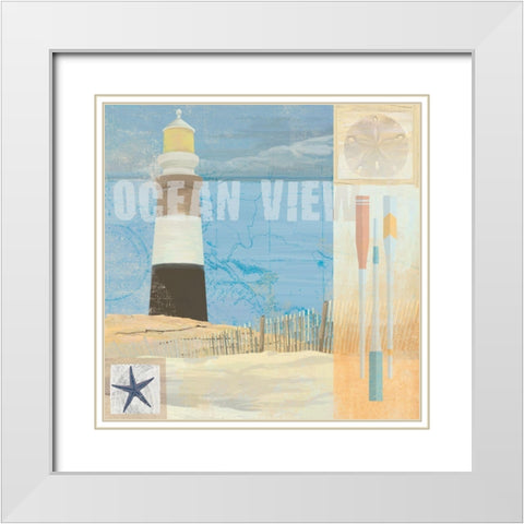 Coastal Beacon 1 White Modern Wood Framed Art Print with Double Matting by Art Licensing Studio