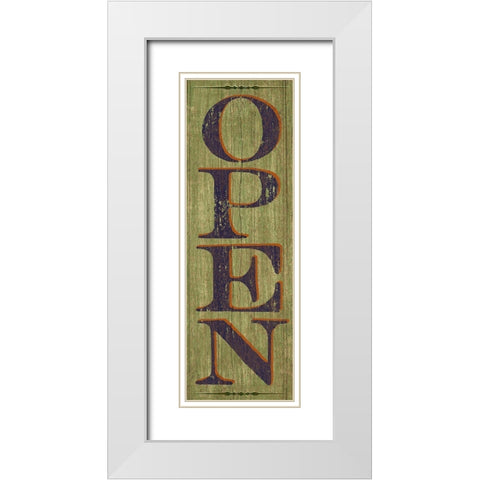 OPEN Sign 1 White Modern Wood Framed Art Print with Double Matting by Art Licensing Studio