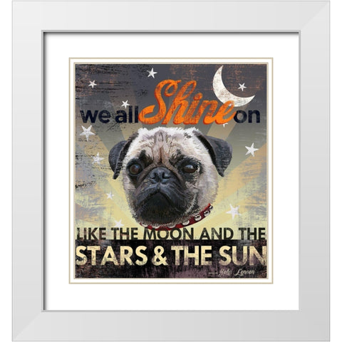 Dog Days - Pug pup White Modern Wood Framed Art Print with Double Matting by Art Licensing Studio