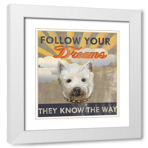 Dog Days - Pek pup White Modern Wood Framed Art Print with Double Matting by Art Licensing Studio