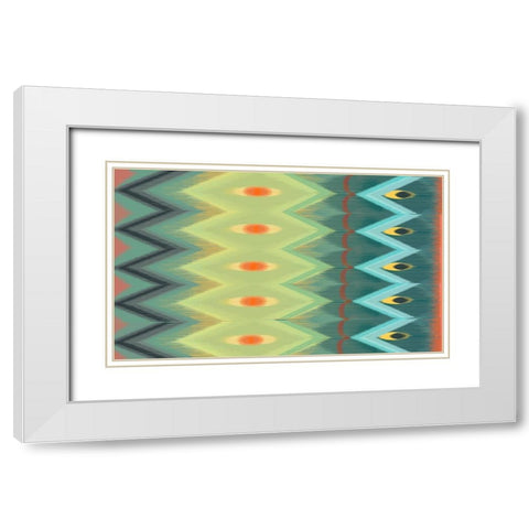 Windy Rug Pattern in Greens White Modern Wood Framed Art Print with Double Matting by Art Licensing Studio