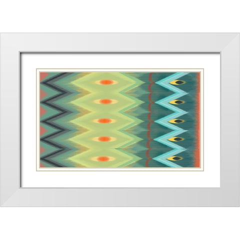 Windy Rug Pattern in Greens White Modern Wood Framed Art Print with Double Matting by Art Licensing Studio